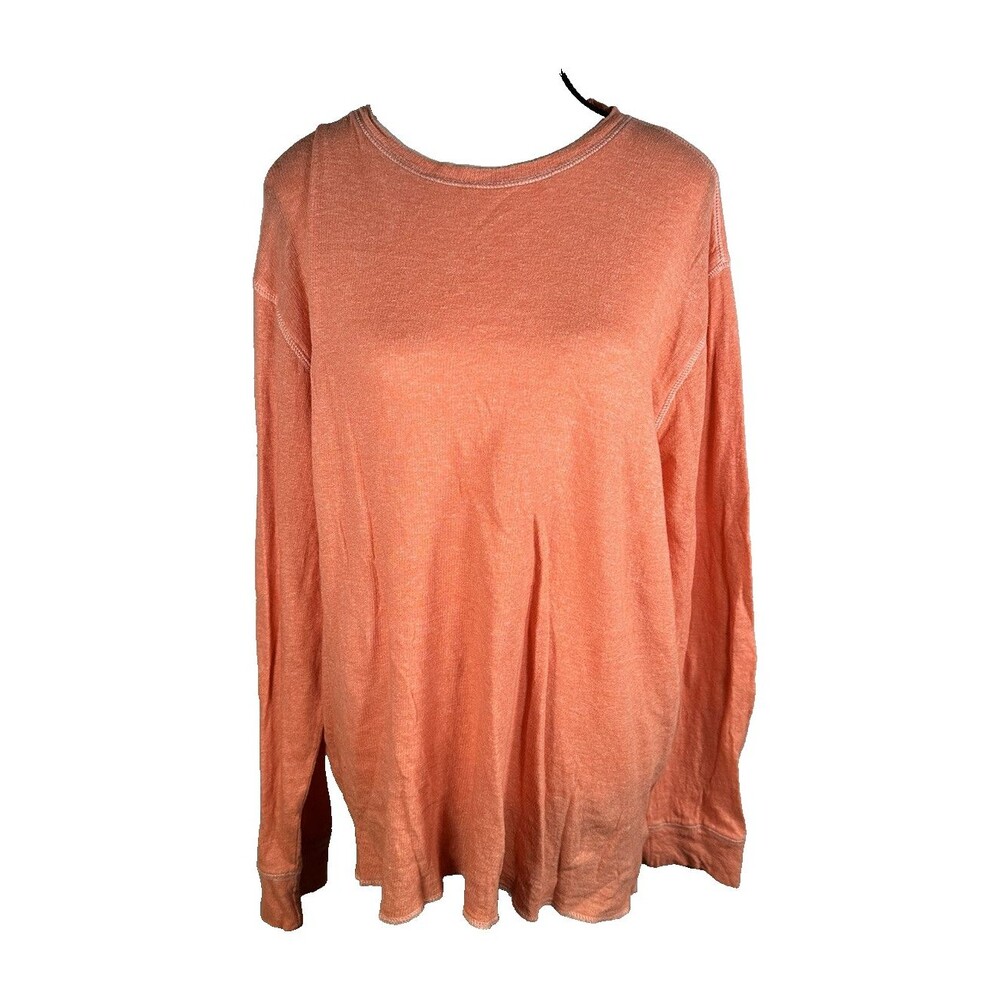 RECLAIM STANDARD Long Sleeve Orange Mens size XL T Shirt cuffed sleeve raw hem